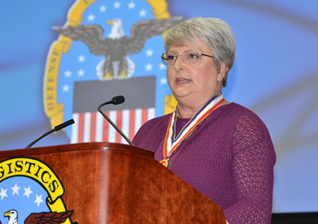 Defense Logistics Agency Aviation inducted its 35th Hall of Fame recipient, Carolynn Michel during the 2017 awards ceremony Sept. 27, in the Frank B. Lotts Conference Center on Defense Supply Center Richmond, Virginia.