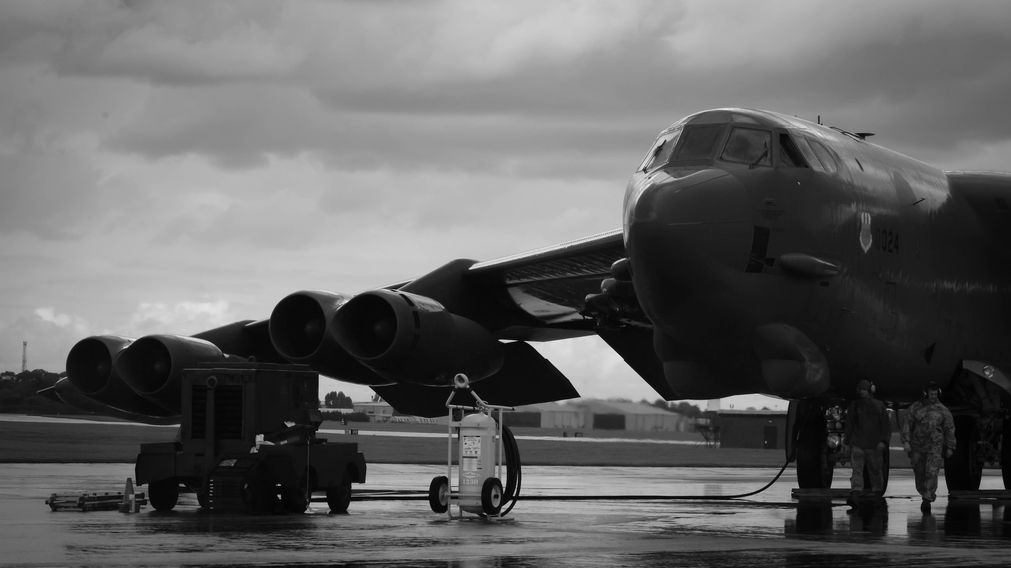 A B-52 Stratofortress arrives at Fairford Royal Air Force Base, U.K., Sept. 14, 2017.