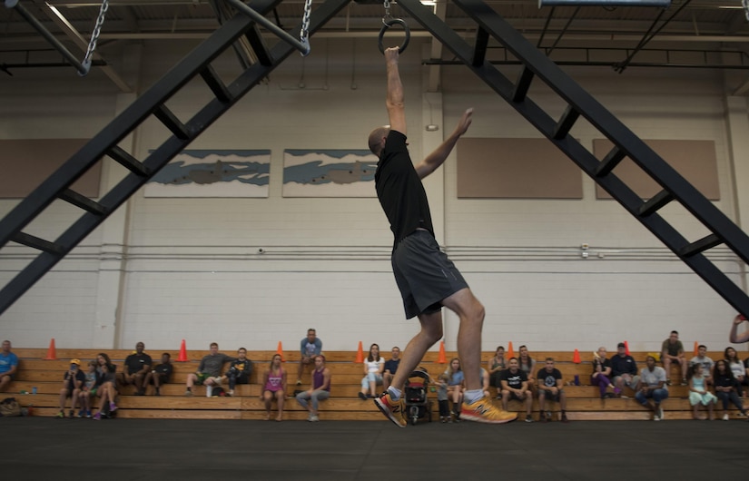 Mike Fitzsimmons participates in the Southeast Regional Alpha Warrior Competition at the Joint Base Charleston Air Base Gym Sept. 30, 2017.