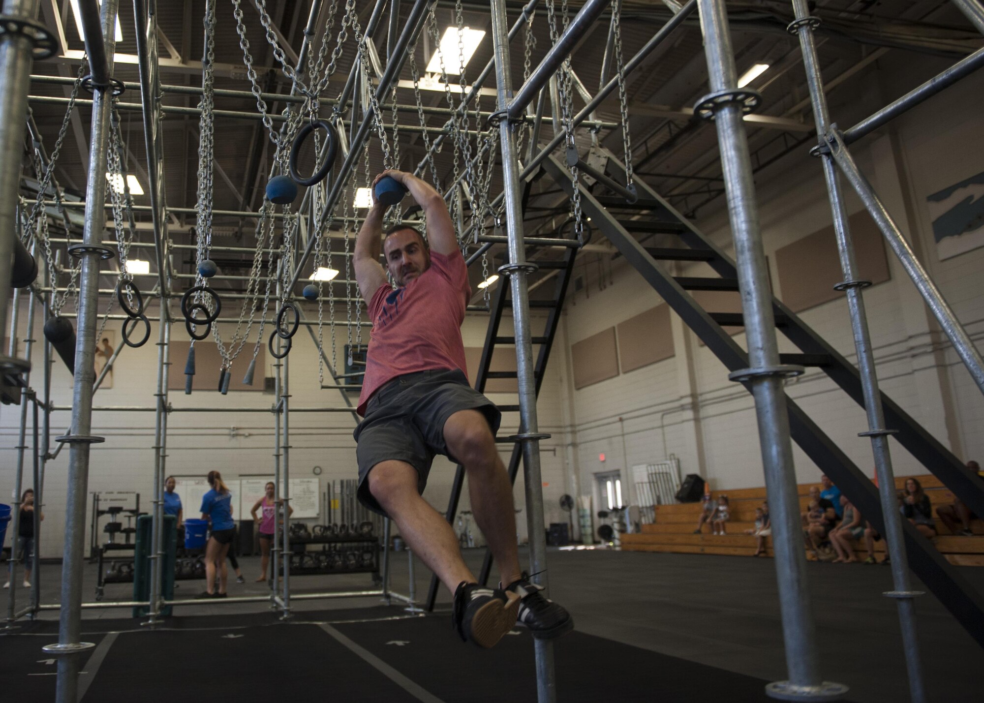 Trevor Childs participates in the Southeast Regional Alpha Warrior Competition at the Joint Base Charleston Air Base Gym Sept. 30, 2017.