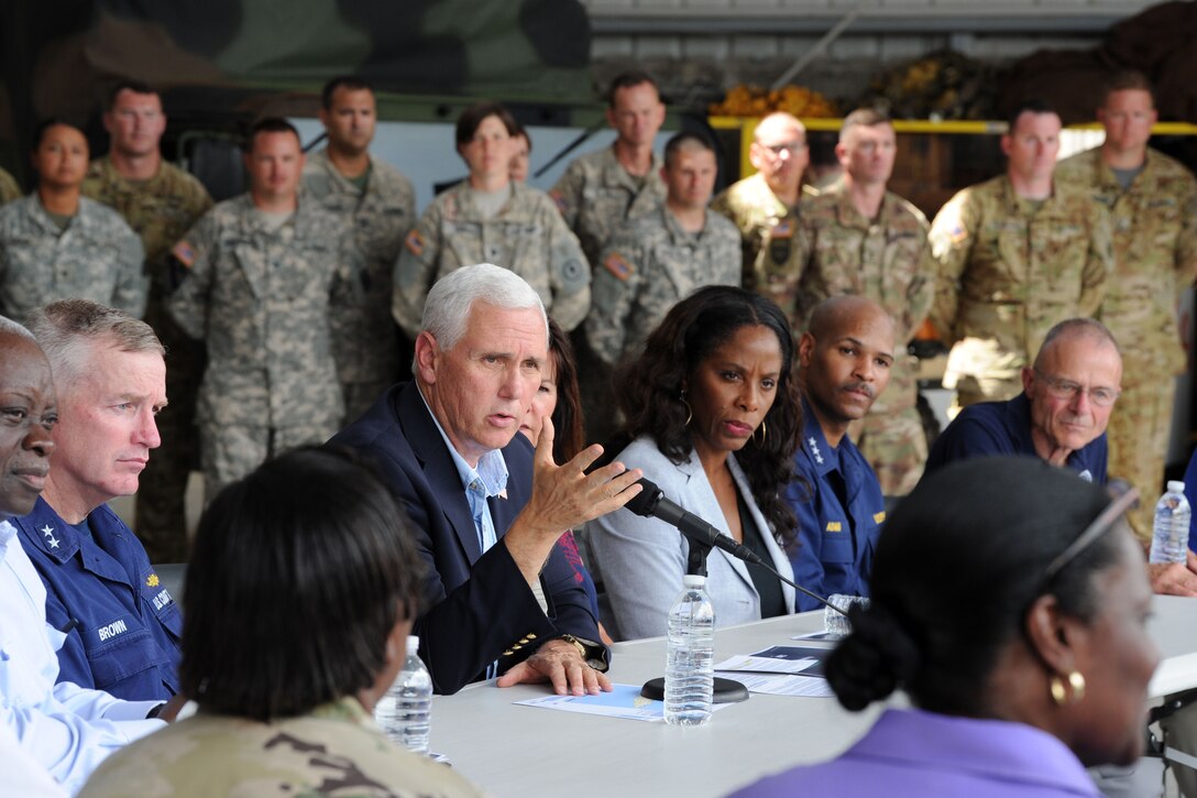 Vice President speaks to government officials.