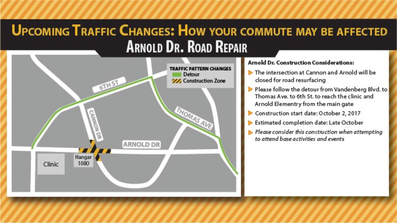 Traffic Changes on Little Rock Air Force Base, Ark. (Graphic by Crystal Abbott)