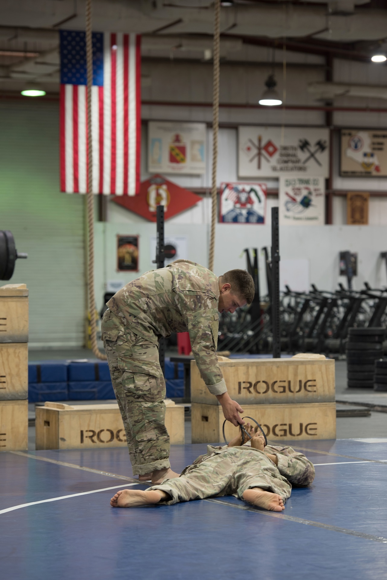 Soldiers practicing hand-to-hand combat.