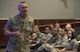 U.S. Air Force Lt. Gen. Darryl Roberson, Air Education and Training Command commander, speaks with members of the 33rd Fighter Wing during a senior leadership all-call Oct. 3, 2017, at Eglin Air Force Base, Fla. Roberson and Chief Master Sgt. Juliet Gudgel, AETC command chief, visited the wing to discuss recent successes, challenges and ways to overcome those challenges in the future. (U.S. Air Force photo by Staff Sgt. Peter Thompson)