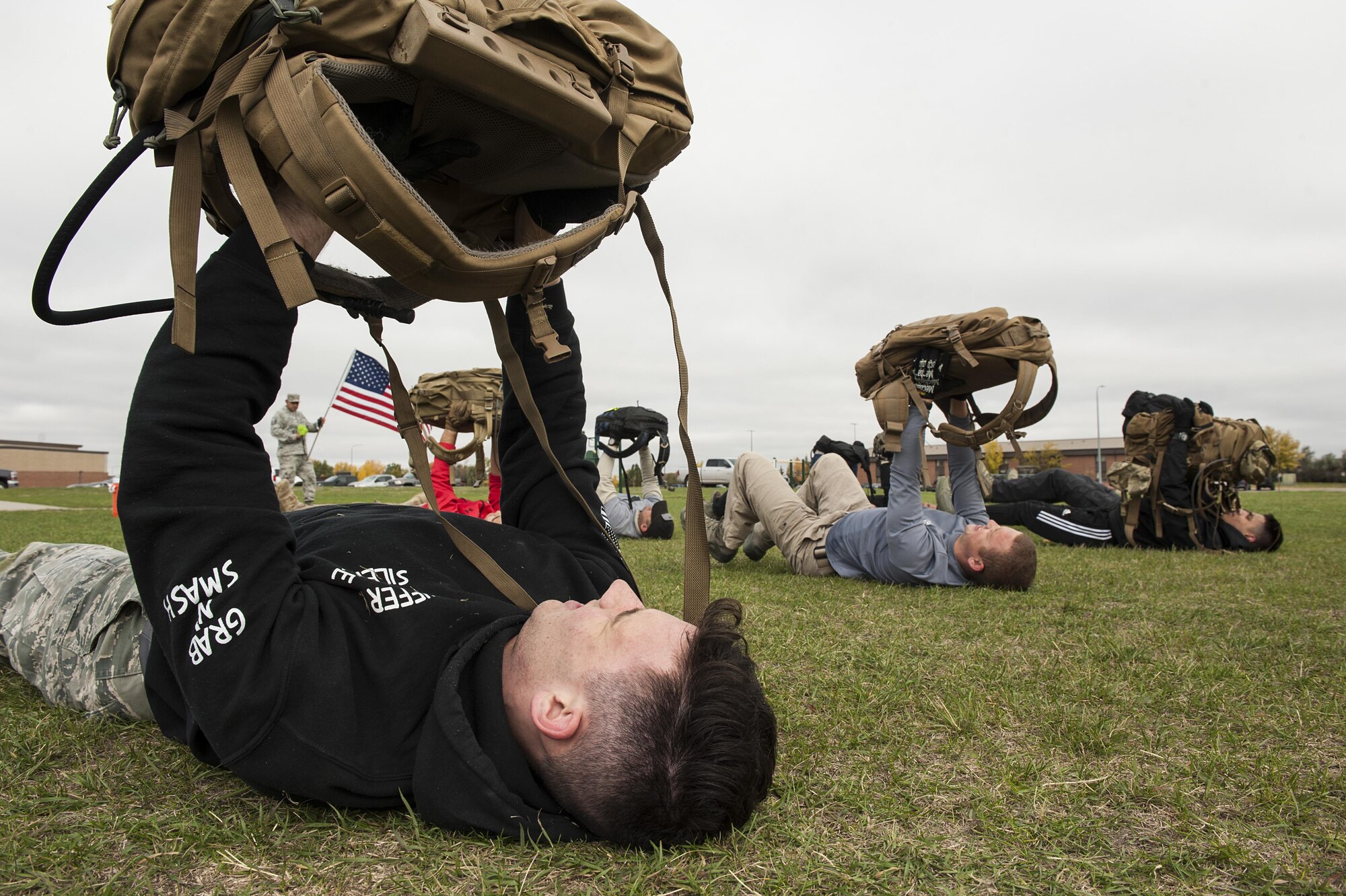 Nine Airmen at Minot Air Force Base came together to overcome adversity as a unit during the Team Cohesion Challenge.