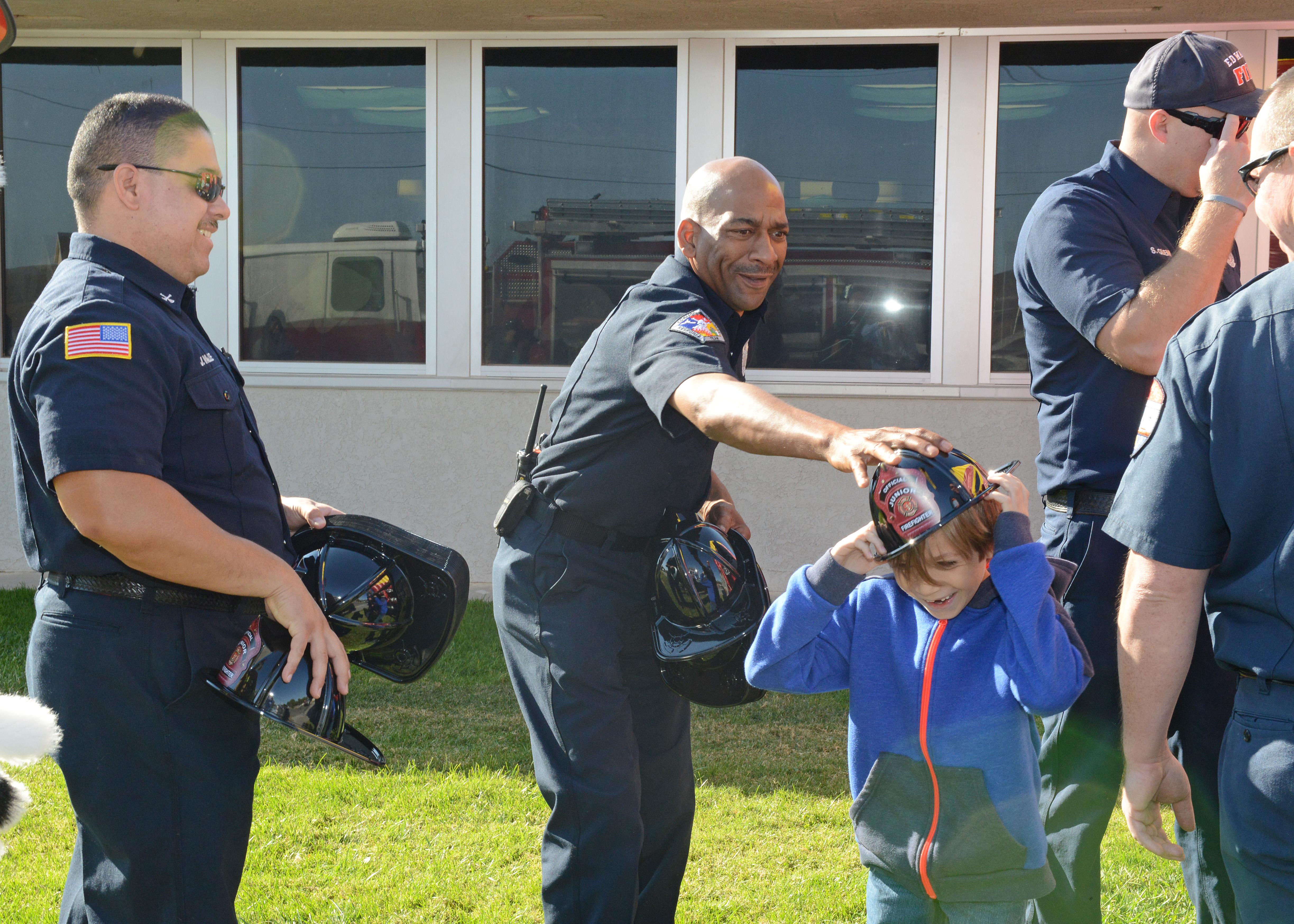 Edwards Air Force Base Fire Department personnel visit students at