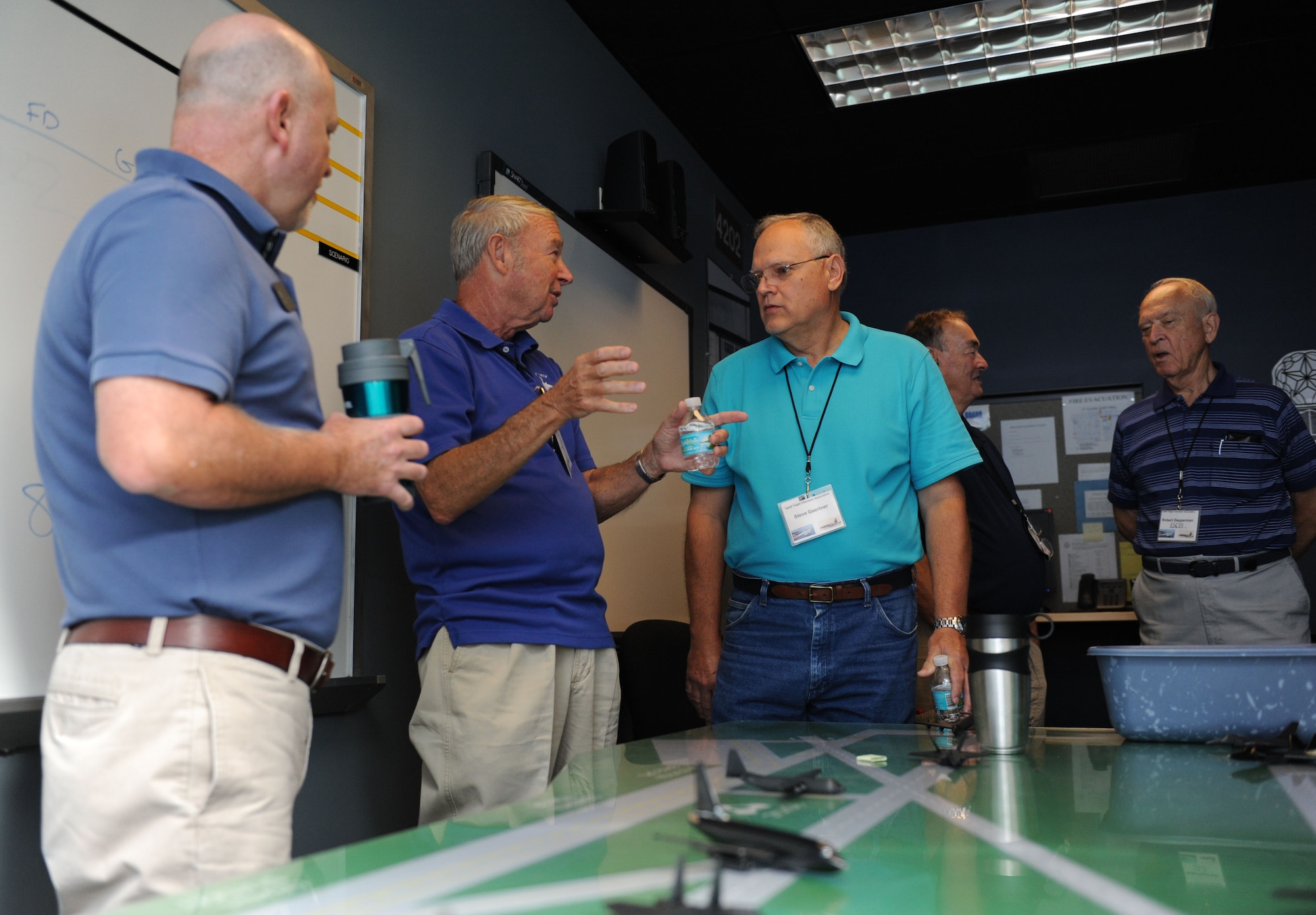 Members of the U.S. Air Force Flight Checkers Association receive a tour inside the 334th Training Squadron air traffic control tower simulator at Cody Hall Oct. 10, 2017, on Keesler Air Force Base, Mississippi. The association’s mission is “to honor and perpetuate the memory of all who served in the USAF Facility Checking Units in peace and war.” During their visit to Keesler they also viewed an aircraft static display and received a windshield tour of the base. (U.S. Air Force photo by Kemberly Groue)