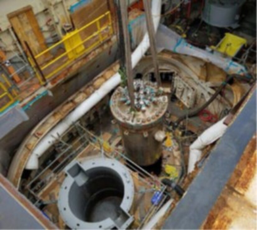 Removal of the reactor pressure vessel from the STURGIS in May 2017 resulted in the largest single reduction in residual radioactivity since the removal of radiological waste began in October 2015.