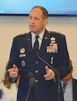 Lt. Gen. Lee K. Levy II, Air Force Sustainment Center commander, was one of a dozen speakers to address the Oklahoma House of Representatives Transportation Committee during an interim study on Oct. 10, 2017, at the State Capitol on the impact of tall structures in military training airspace.