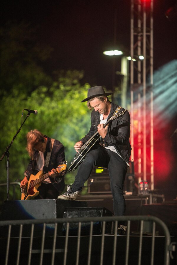 Switchfoot performs for Camp Pendleton Marines, Sailors and their families at the Spiritual Fitness Fair at the Paige Fieldhouse, Oct. 5, 2017. The Spiritual Fitness Fair was organized to promote spiritual and mental wellness with the end state being a safe, well attended event that enhances the morale and esprit de corps of the battalion. (Official Marine Corps photo by Sergeant Hector de Jesus)