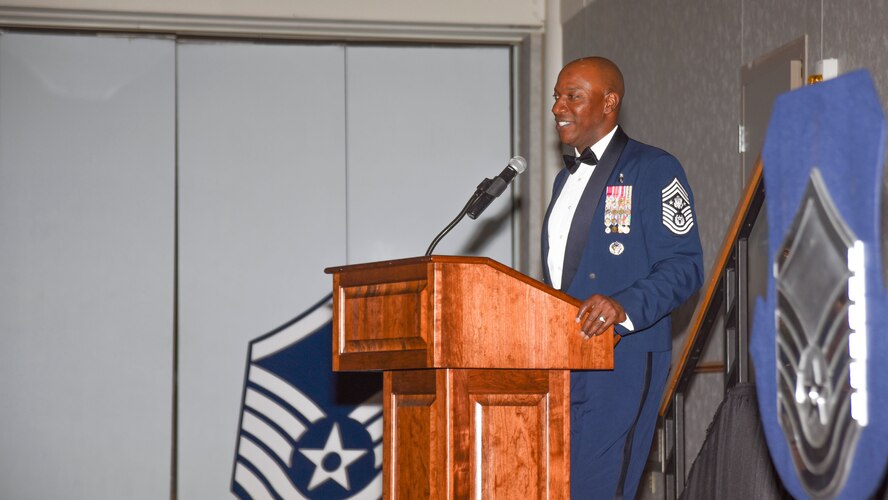 CMSAF visited McConnell for an enlisted call and to charge McConnell's newest SNCOs.