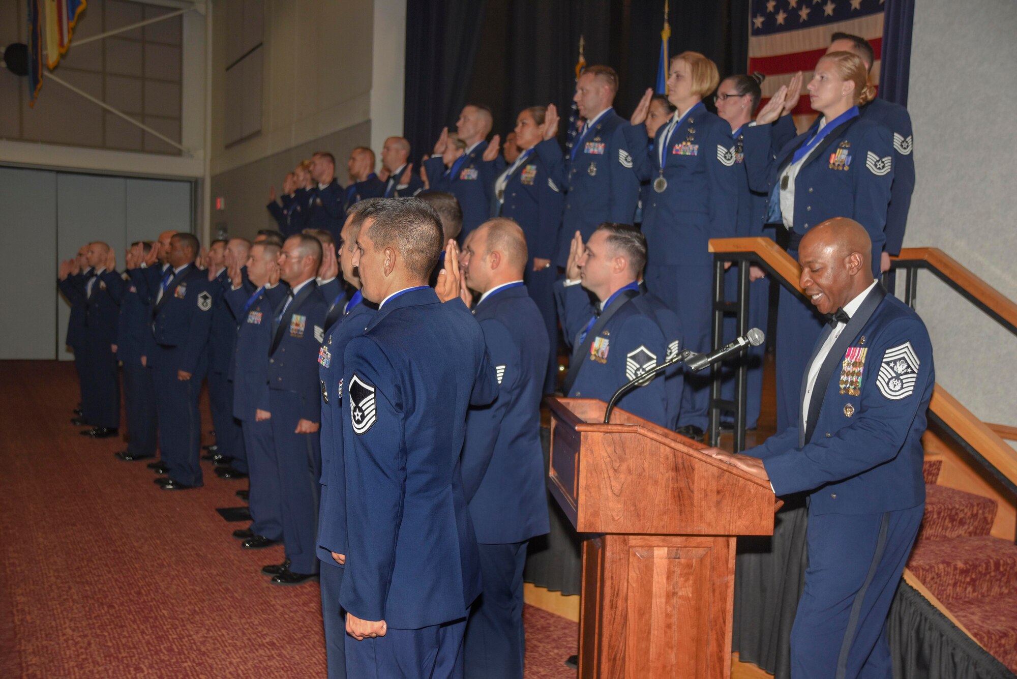CMSAF visited McConnell for an enlisted call and to charge McConnell's newest SNCOs.