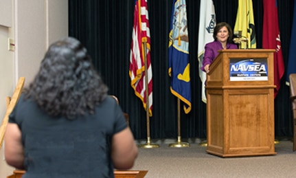 R.I. Secretary of State Nellie M. Gorbea visits NUWC Newport.