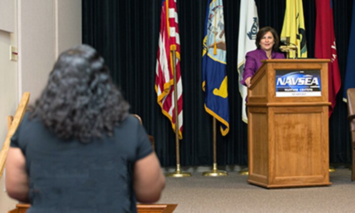 R.I. Secretary of State Nellie M. Gorbea visits NUWC Newport.