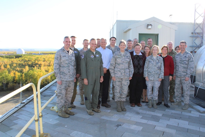 The Air Force Arctic Security Expedition tours the Early Warning Radar at Clear Air Force Station, Alaska, Sept. 8, 2017. The team visited Clear AFS as a part of tour across the northern fringes of the United States, Canada, and Greenland. (Courtesy photo)