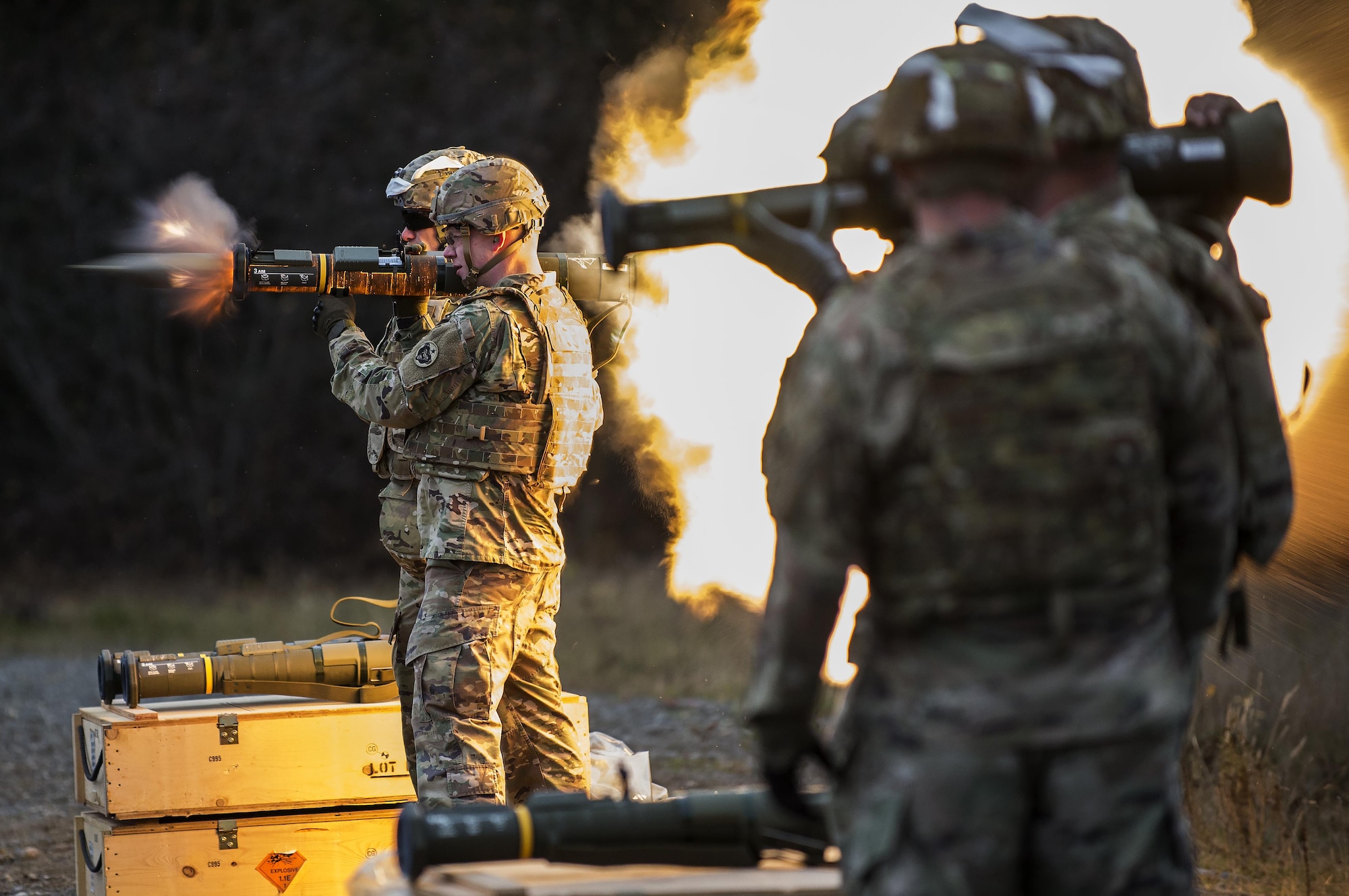 Army 1st Lt. Gerard Holodak, assigned to the 109th Transportation Company, 17th Combat Sustainment Support Battalion, U.S. Army Alaska, fires the M136E1 AT4-CS confined space light anti-armor weapon at Joint Base Elmendorf-Richardson, Alaska, Oct. 12, 2017. The Soldiers of 17th CSSB recently completed a series of live-fire training events that honed their skills on a variety of weapon systems to include: the M4 carbine, the M9 pistol, the M203 grenade launcher, and the M136E1 AT4-CS confined space light anti-armor weapon.