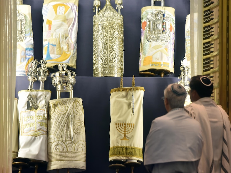 Memebers of the Chaplain Corps assigned to Whiteman Air Force Base, Mo., were honored with borrowing a Torah from the Congregation B’Nai Amoona in St. Louis, Mo., Oct. 10, 2017.