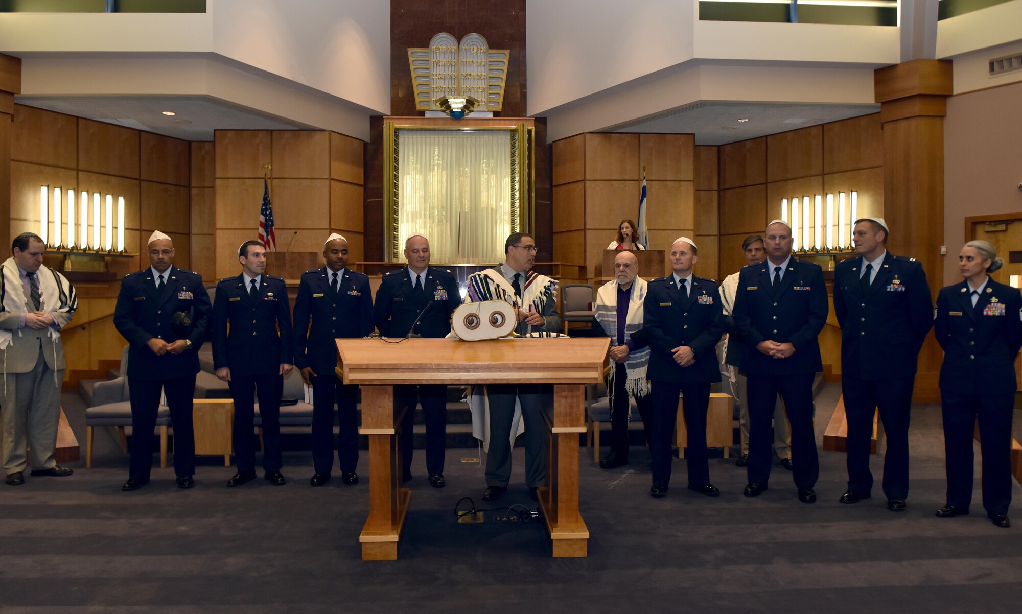 Memebers of the Chaplain Corps assigned to Whiteman Air Force Base, Mo., were honored with borrowing a Torah from the Congregation B’Nai Amoona in St. Louis, Mo., Oct. 10, 2017.