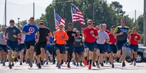 Airmen, competitors, co-workers and family members start the 5K run during Team Little Rock’s annual Sports Day on Little Rock Air Force Base, Ark., Oct. 13, 2017.
