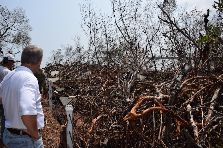 Members of U.S. Army Corps of Engineers Task Force Keys talk with residents, and survey damage across Monroe County, FL in the wake of Hurricane Irma, September 20, 2017.