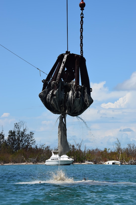 The U.S. Army Corps of Engineers, Jacksonville District removes objects deposited in the federal navigation channel, by Hurricane Irma, in Key West, FL, September 23, 2017. (Photo by Andrew Kornacki)