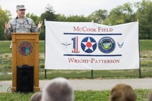 Maj. Gen. William T. Cooley, commander of the Air Force Research Laboratory, Wright-Patterson Air Force Base, Ohio, delivering remarks