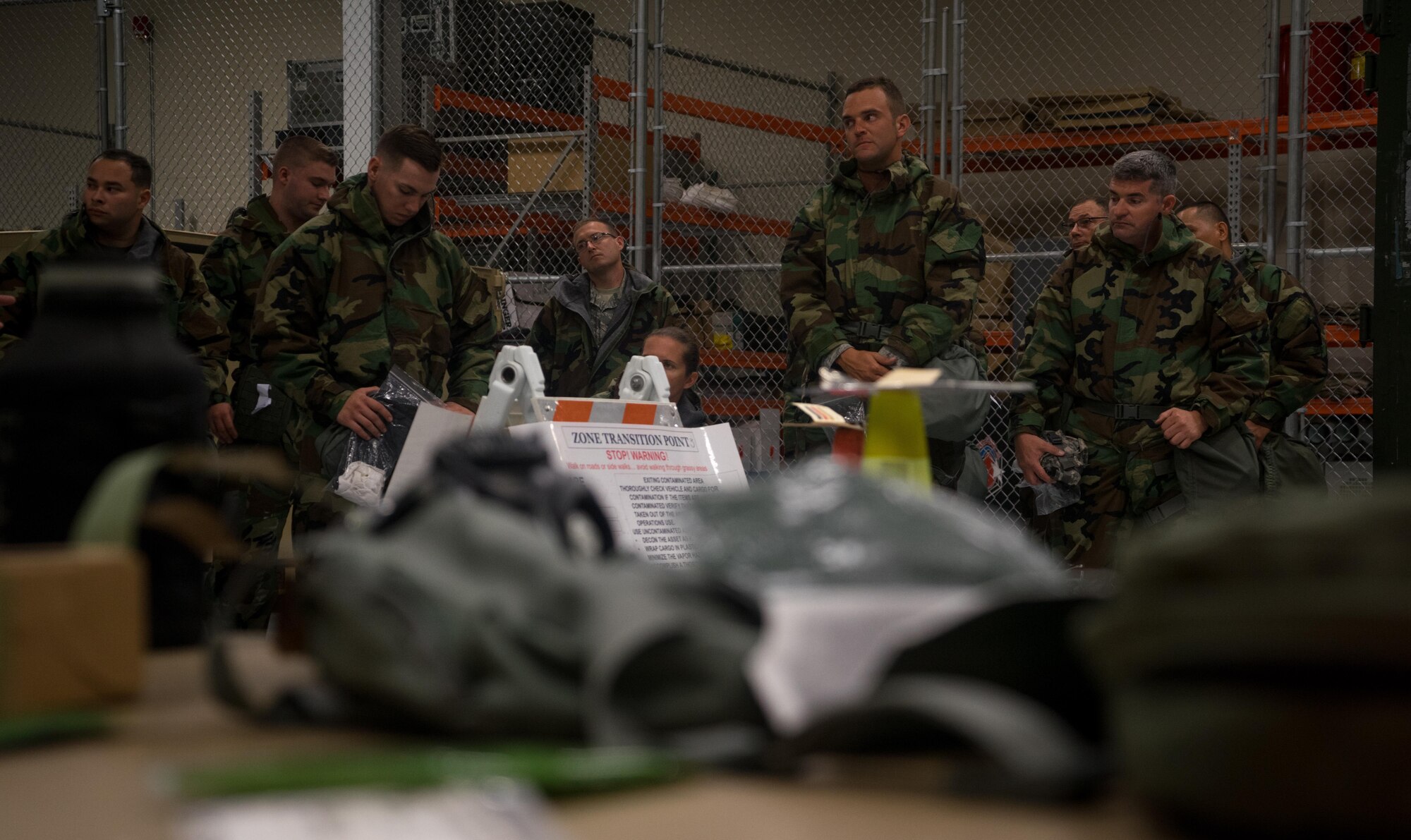 Airmen from the 403rd Wing  in Keesler, Mississippi participate in a training on October 15, 2017.  The training prepares Airmen in situations against Chemical, Biological, Radiological and Nuclear (CBRN) attacks. (U.S. Air Force photo/Staff Sgt. Shelton Sherrill)