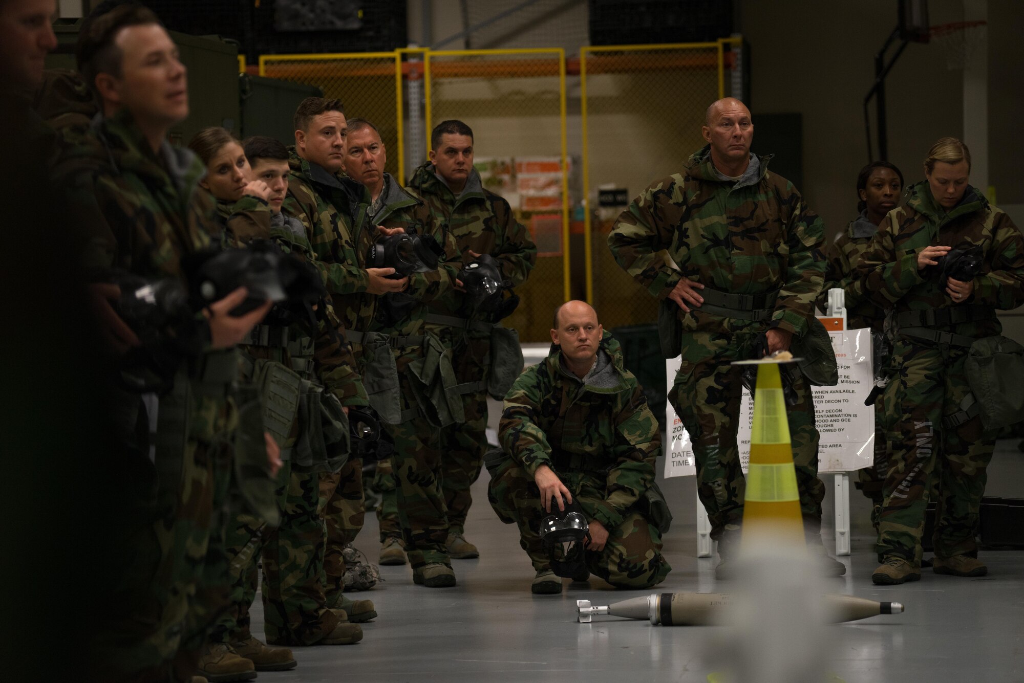 Airmen from the 403rd Wing at Keesler Air Force Base, Mississippi participate in a training on October 15, 2017.  The training prepares Airmen in situations against Chemical, Biological, Radiological and Nuclear (CBRN) attacks. (U.S. Air Force photo/Staff Sgt. Shelton Sherrill)