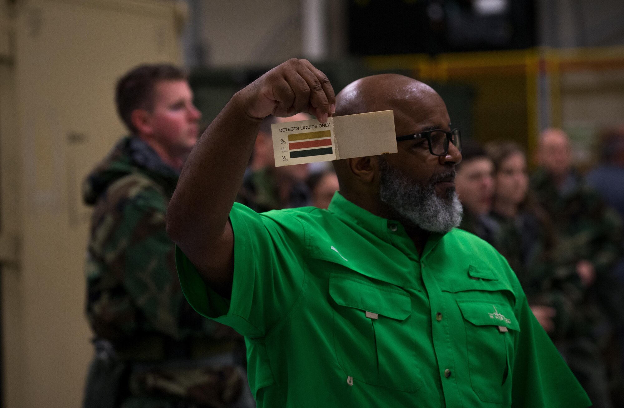 Airmen from the 403rd Wing  in Keesler, Mississippi participate in a training on October 15, 2017.  The training prepares Airmen in situations against Chemical, Biological, Radiological and Nuclear (CBRN) attacks. (U.S. Air Force photo/Staff Sgt. Shelton Sherrill)