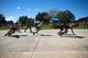 Airmen assigned to the 23d Civil Engineer Squadron pull a firetruck during the 2017 Fire Prevention Week Fire Muster, Oct. 13, 2017, at Moody Air Force Base, Ga. The 23d CES fire department designed the muster to allow teams of Airmen to compete in several events, ranging from a hose roll to a fire truck pull. Event organizers wanted Airmen to experience being a firefighter in a way that got people active. (U.S. Air Force photo by Airman 1st Class Erick Requadt)