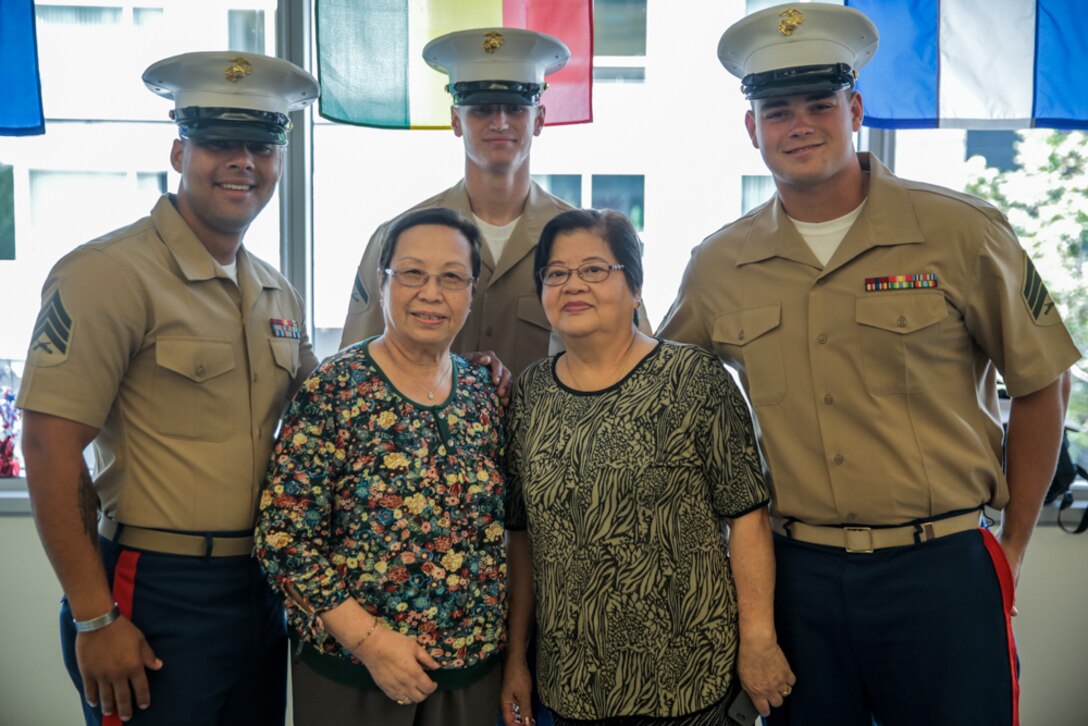 U.S. Marines and Sailors with Combat Logistics Battalion 11, Headquarters Regiment, 1st Marine Logistics Group joined senior citizens at the Mercy Housing, Mission Creek Senior Community Oct. 3, 2017 in San Francisco during San Francisco Fleet Week. The Marines spent time with the senior citizens, participating in activities with them such as bingo, bowling and Nintendo Wii.(U.S. Marine Corps photo by Lance Cpl. Gabino Perez)