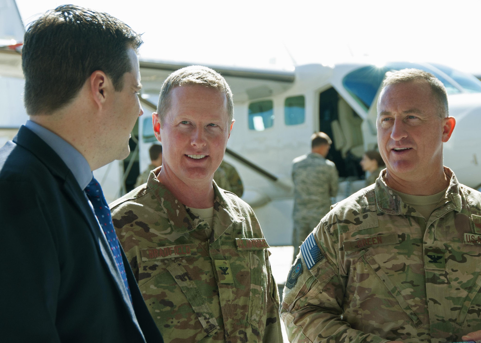 Cols. Frank "Les" Bradfield III and Nathan Green, 919th and 492nd Special Operations Wing commanders, respectively, answer questions