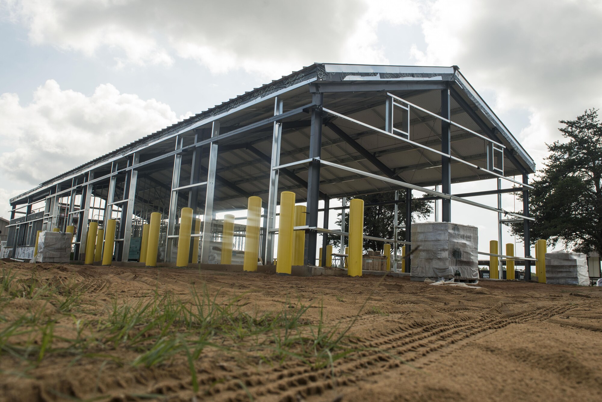 The unfinished Shaw Wildland Support Module building stands at Poinsett Electronic Combat Range, near Wedgefield, S.C., Oct. 11, 2017.
