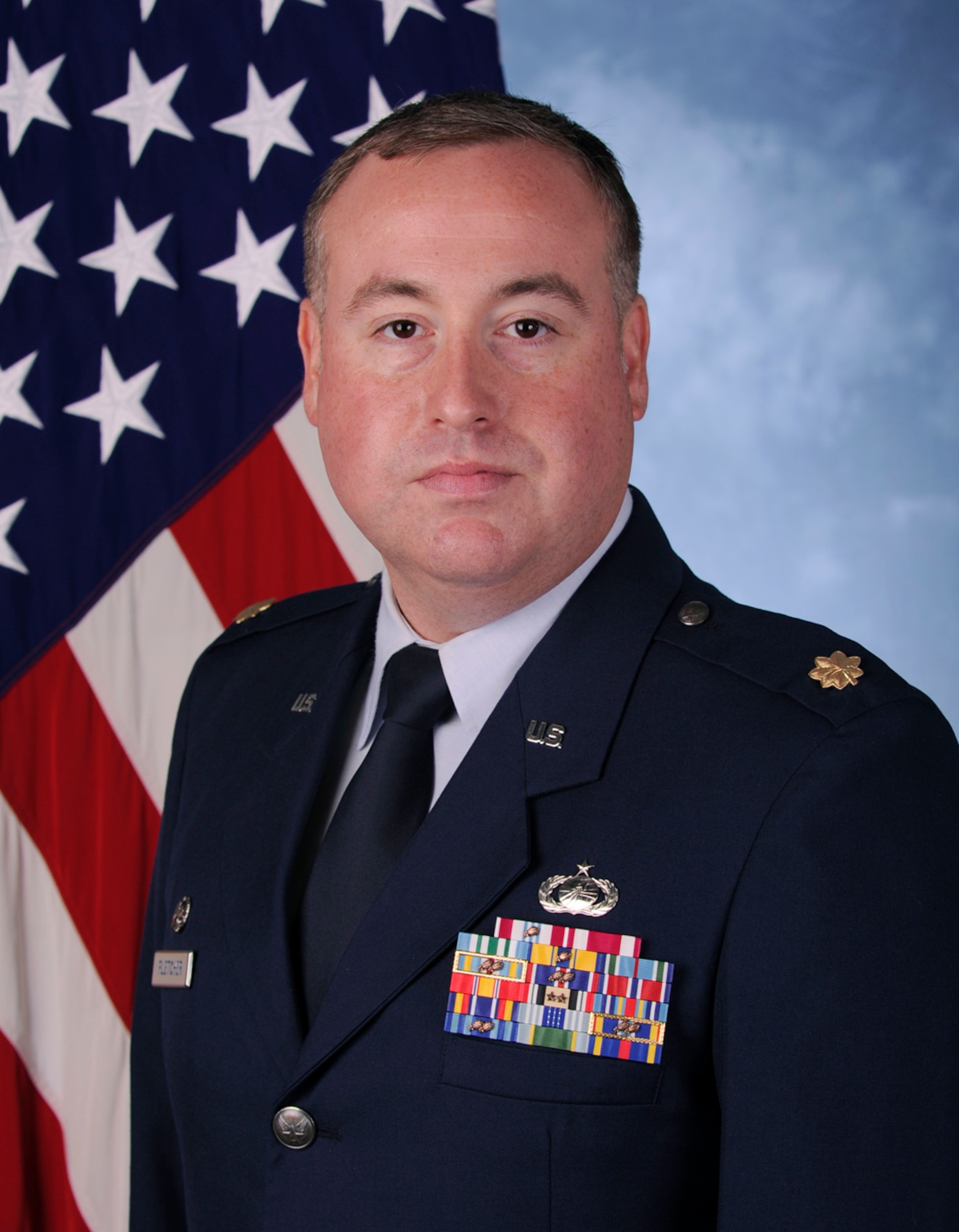 Maj. Steven Fletcher, 325th Contracting Squadron commander, stands for his official photo.
