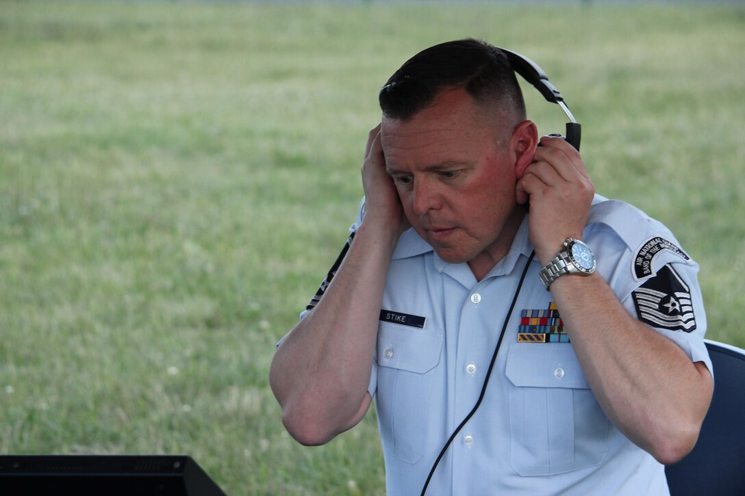 Members of the Air National Guard Band of the Northeast performed a concert at Joy Park, Akron Ohio on 26 June 2017. This was one of the band's concerts on our 2017 Summer Music Concert Series titled "Celebrating Great American Cities".  Pictured is Master Sergeant Brian Stike.  (U.S. Air Force Photo/Technical Sgt. Dawn Hoffman)
