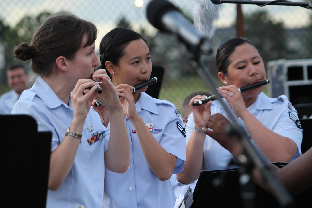 Members of the Air National Guard Band of the Northeast performed a concert at Joy Park, Akron Ohio on 26 June 2017. This was one of the band's concerts on our 2017 Summer Music Concert Series titled "Celebrating Great American Cities".  Pictured are members of the flute/piccolo section.  (U.S. Air Force Photo/Technical Sgt. Dawn Hoffman)