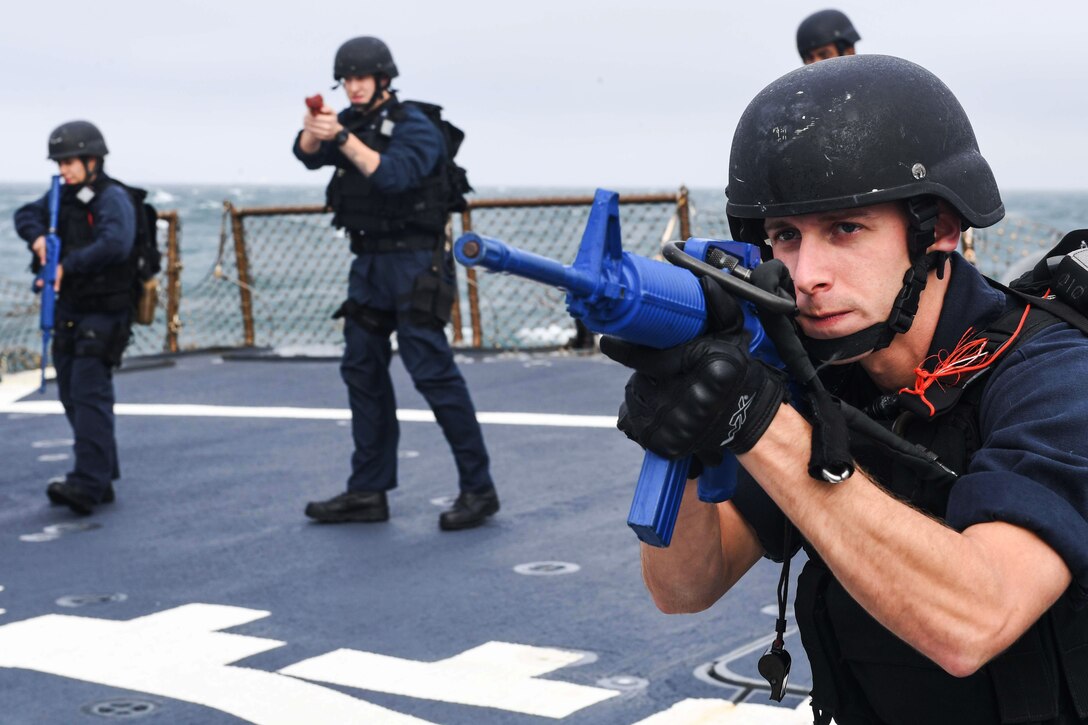 Sailor participates in training scenario.