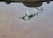 An F/A-18C Super Hornet departs after receiving fuel from a KC-10 Extender with the 908th Expeditionary Air Refueling Squadron, Oct. 9, 2017, above southwest Asia. The F/A-18C Hornet is an all-weather jet aircraft that is used by the U.S. Navy and Marine Corps as both a fighter and attack platform. (U.S. Air Force photo by Staff Sgt. Preston Webb)