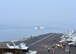 An F/A-18C Super Hornet takes off from the USS Nimitz, Sept. 15, 2017. The Super Hornet is the most cost-effective aircraft in the U.S. tactical aviation fleet, costing less per flight hour than any other tactical aircraft in U.S. forces inventory. (U.S. Air Force courtesy photo by Lt. Col. Alex)
