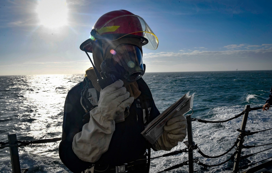 A sailor reports that he has a toxic gas leak.