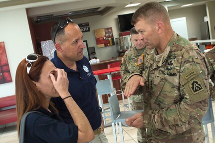 Army Lt. Gen. Jeff Buchanan discusses the delivery and distribution of critical supplies in Jayuya.