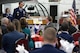 Members of Team Dover and civic leaders meet during the Honorary Commander’s Induction Ceremony at the Air Mobility Command Museum on Dover Air Force Base, Del. Oct. 14, 2017. The program was started to help members of the community understand the importance of the base’s missions by being matched with military commanders.