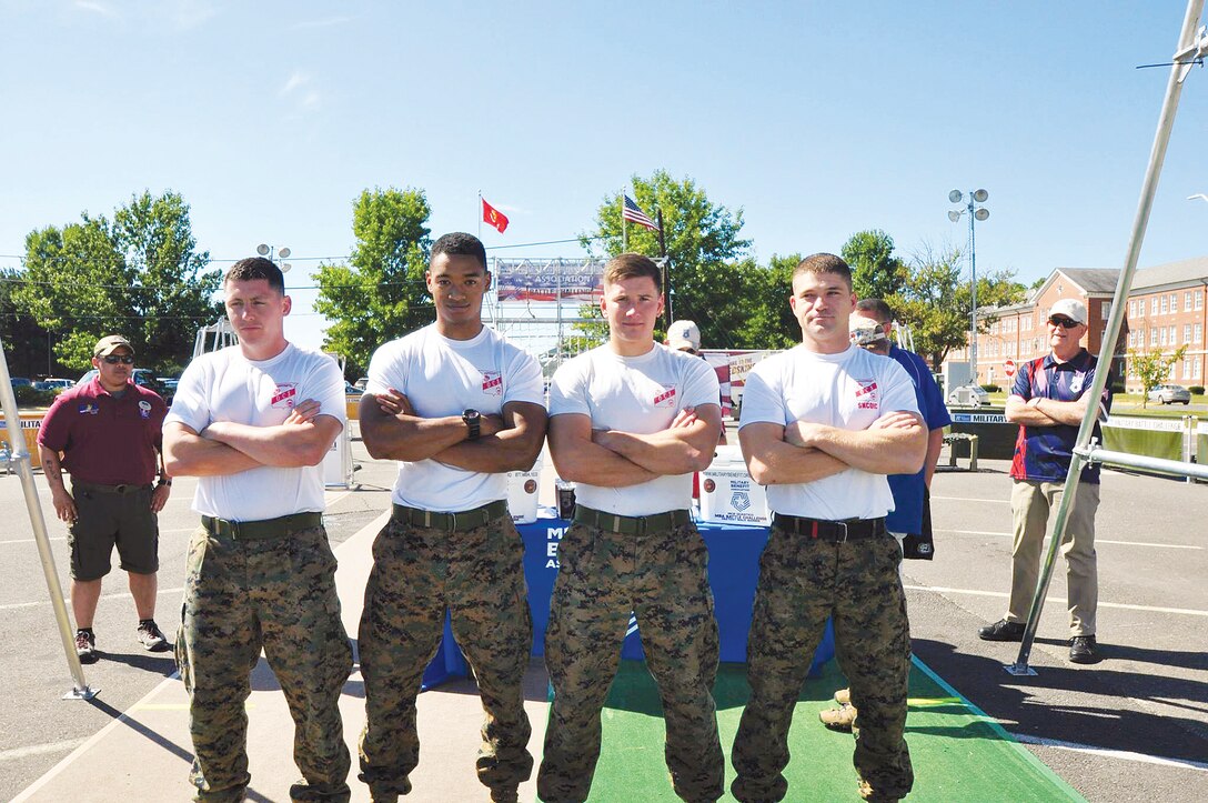 The Officer Candidate School staff noncomissioned officers in charge took to the Battle Challenge obsticle course to face off against other teams on base.