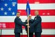 Incoming 934th Maintenance Group Commander, Col. Kenneth Rose, receives the guidon from 934th Airlift Wing Vice Commander, Col. Timothy Wollmuth, at the change of command ceremony on 14 October. (U.S. Air Force photo by Tech. Sgt. Trevor Saylor)