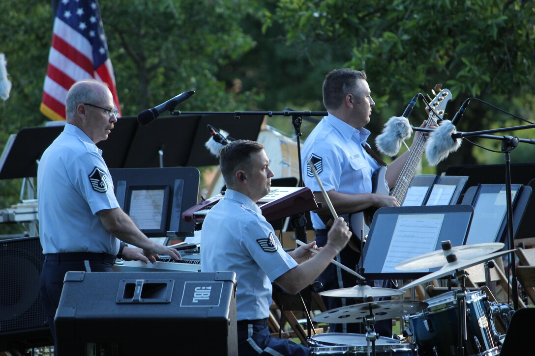 Members of the Air National Guard Band of the Northeast performed a concert in Hudson Ohio on 25 June 2017. This was one of the band's concerts on our 2017 Summer Music Concert Series titled "Celebrating Great American Cities". Pictured are members of High Altitude. (U.S. Air Force Photo/Technical Sgt. Dawn Hoffman)