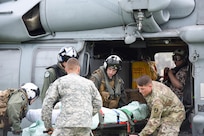 Patients are being transferred via helicopter.