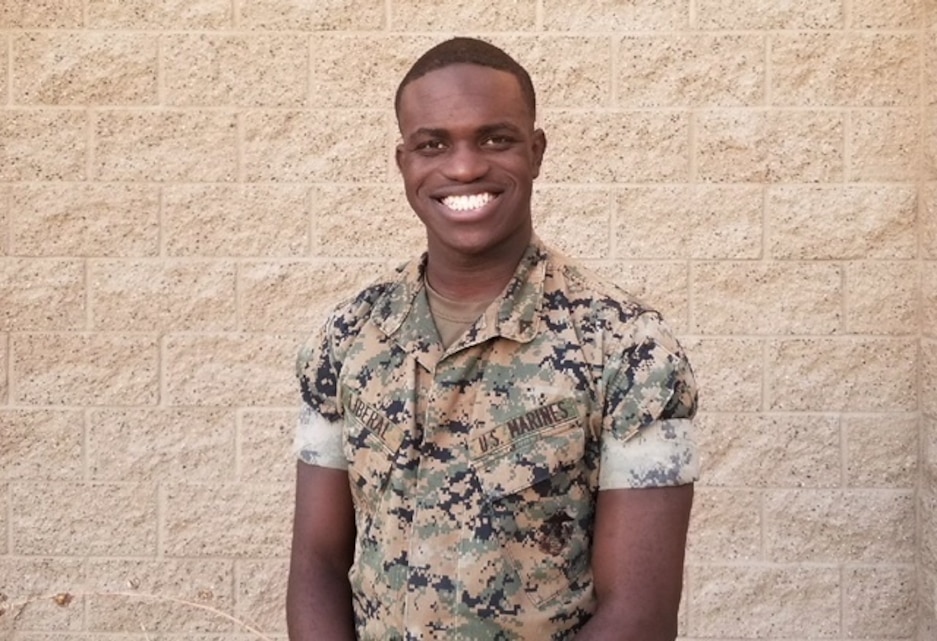 Lance Cpl. Reggie Liberal, administrative specialist, IPAC, Headquarters Battalion, has an affinity for playing and creating music. He plays the piano, drums and guitar with the latter instruments being self-taught. (U.S. Marine Corps photo by Cpl. Medina Ayala-Lo)