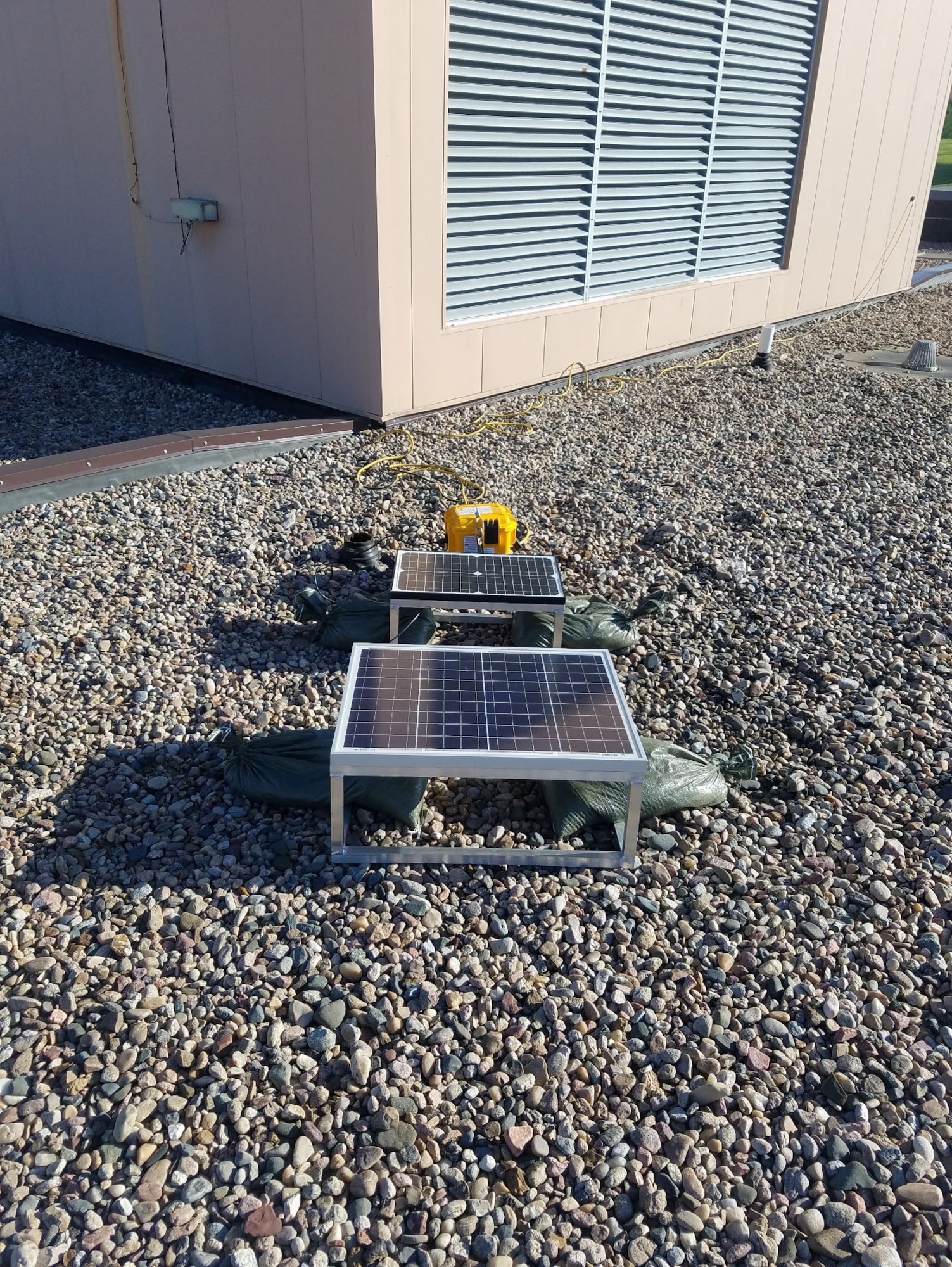 An Air Force Institute of Technology research team is conducting an experimental evaluation of photovoltaic technology on Offutt Air Force Base, Nebraska.