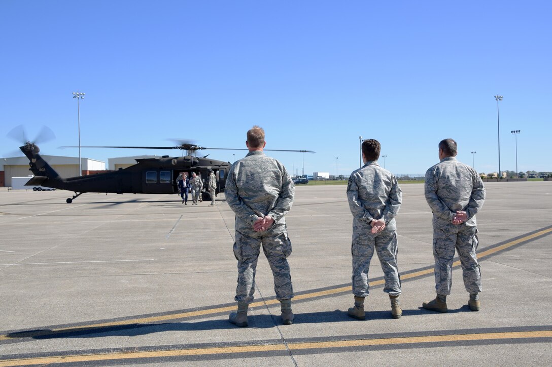178th Wing leaders await the arrival of Richard K. Hartley