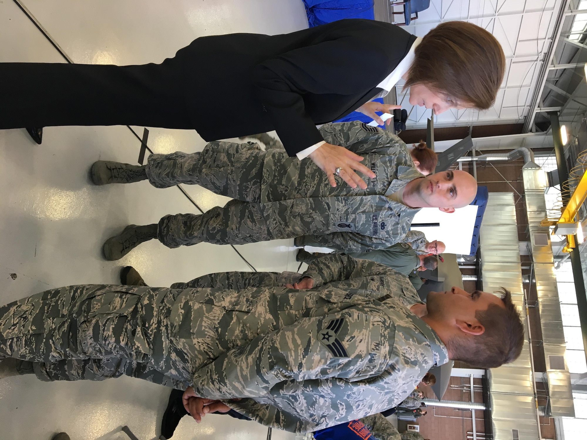 Tech. Sgt. Benjamin Willard meets Senator Catherine Cortez Masto.